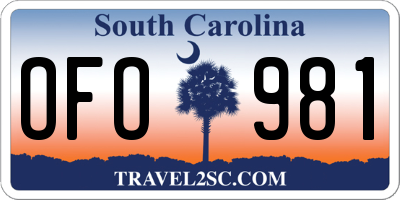 SC license plate OFO981