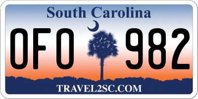 SC license plate OFO982