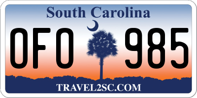 SC license plate OFO985