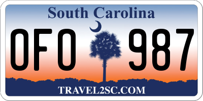 SC license plate OFO987