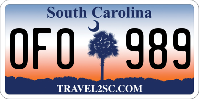 SC license plate OFO989
