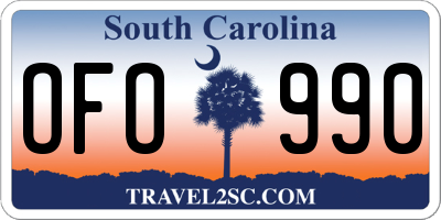SC license plate OFO990