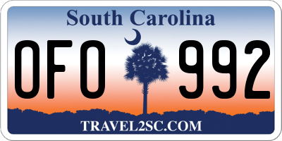 SC license plate OFO992