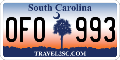 SC license plate OFO993