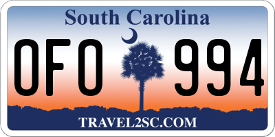 SC license plate OFO994