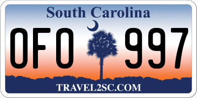 SC license plate OFO997