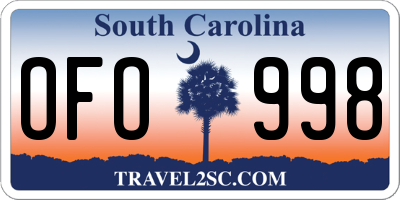 SC license plate OFO998