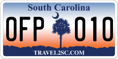 SC license plate OFP010