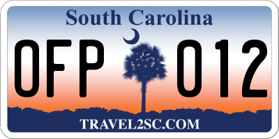 SC license plate OFP012