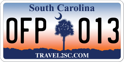 SC license plate OFP013