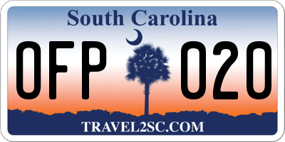 SC license plate OFP020