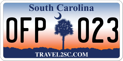 SC license plate OFP023