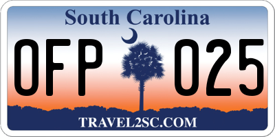 SC license plate OFP025