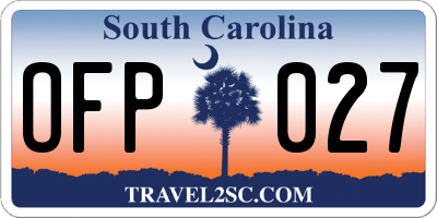 SC license plate OFP027