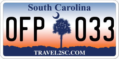 SC license plate OFP033