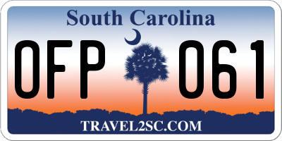 SC license plate OFP061