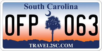 SC license plate OFP063