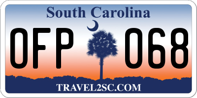 SC license plate OFP068