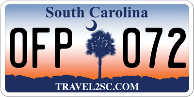 SC license plate OFP072