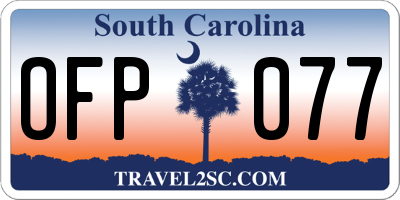 SC license plate OFP077