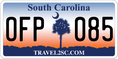 SC license plate OFP085