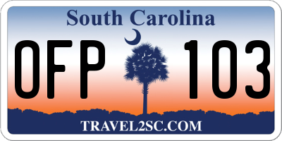 SC license plate OFP103