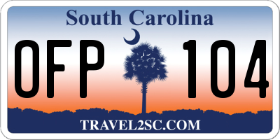 SC license plate OFP104