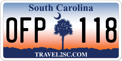 SC license plate OFP118