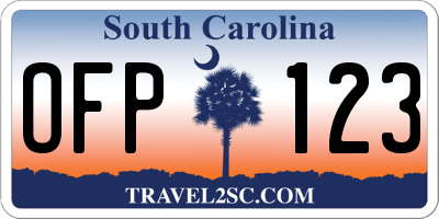 SC license plate OFP123