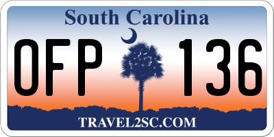 SC license plate OFP136