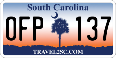 SC license plate OFP137