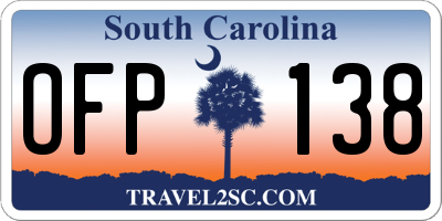 SC license plate OFP138