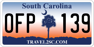 SC license plate OFP139