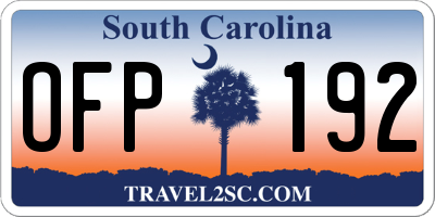 SC license plate OFP192