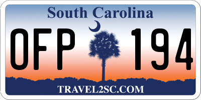 SC license plate OFP194