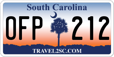 SC license plate OFP212