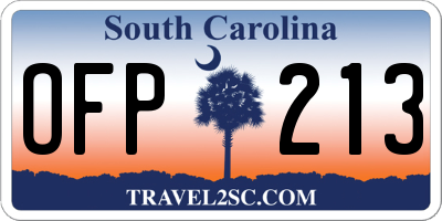 SC license plate OFP213