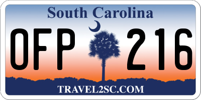 SC license plate OFP216
