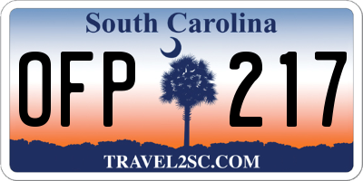 SC license plate OFP217