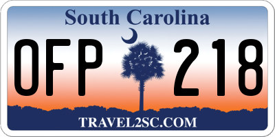 SC license plate OFP218