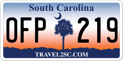 SC license plate OFP219