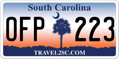SC license plate OFP223