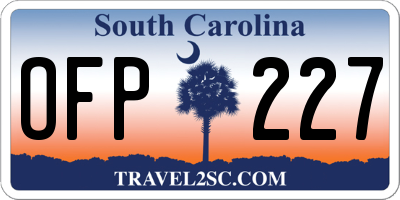 SC license plate OFP227