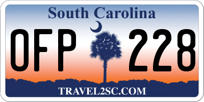 SC license plate OFP228