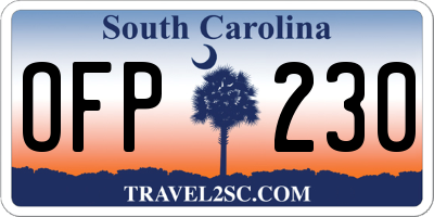 SC license plate OFP230