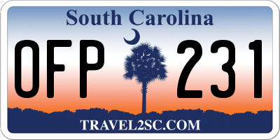 SC license plate OFP231