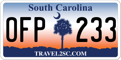 SC license plate OFP233