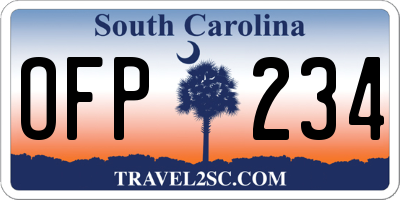 SC license plate OFP234