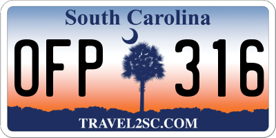 SC license plate OFP316