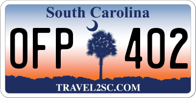 SC license plate OFP402